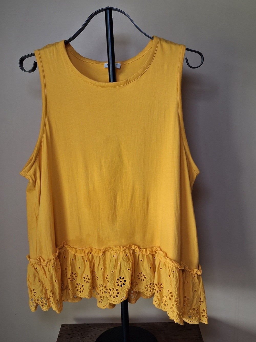 J. CREW Women's Yellow Eyelet-hem tank top; Sz. L
